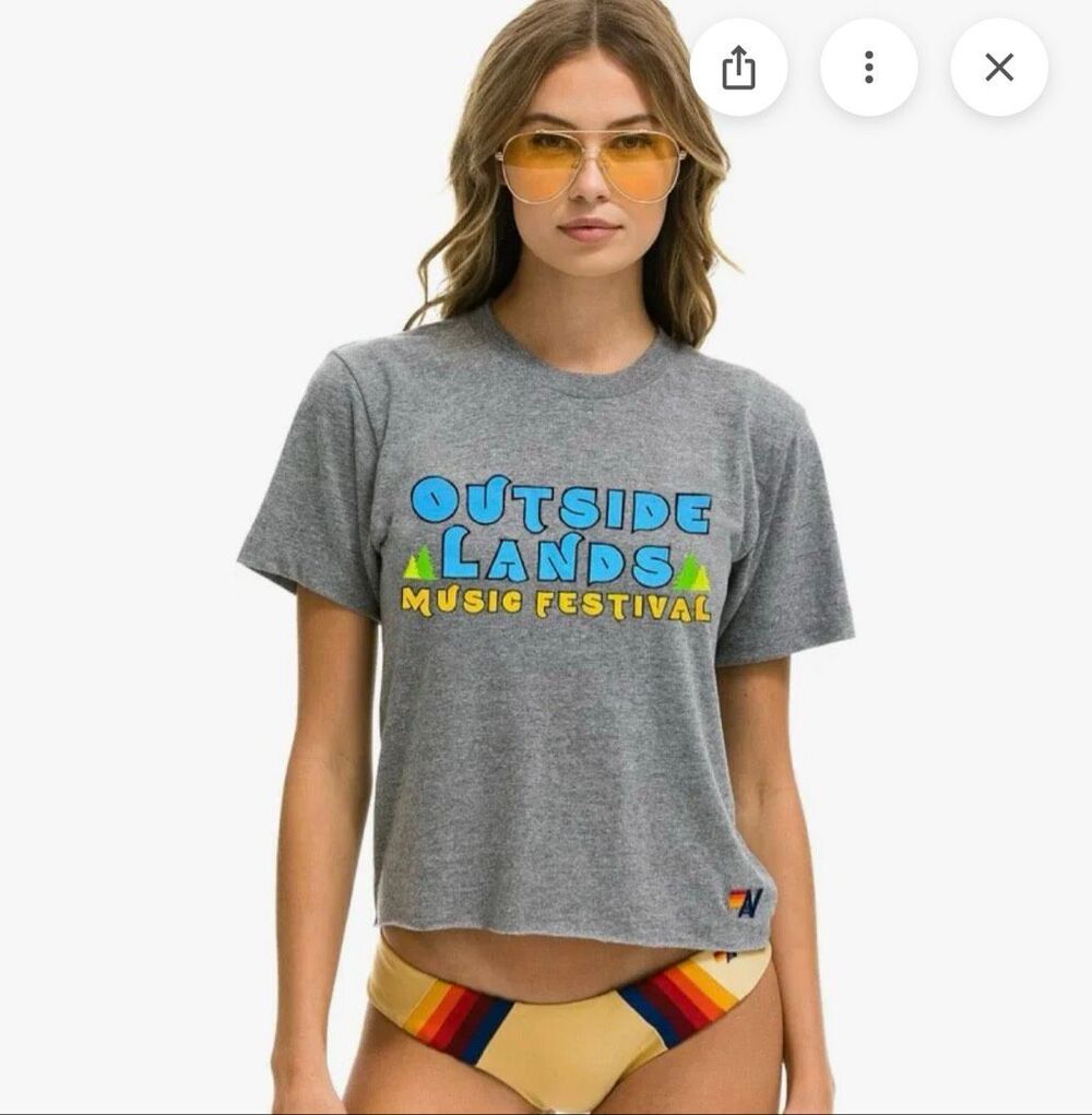 NWT Aviator Nation Outside Lands Music Festival Boyfriend Tee XL Heather Grey